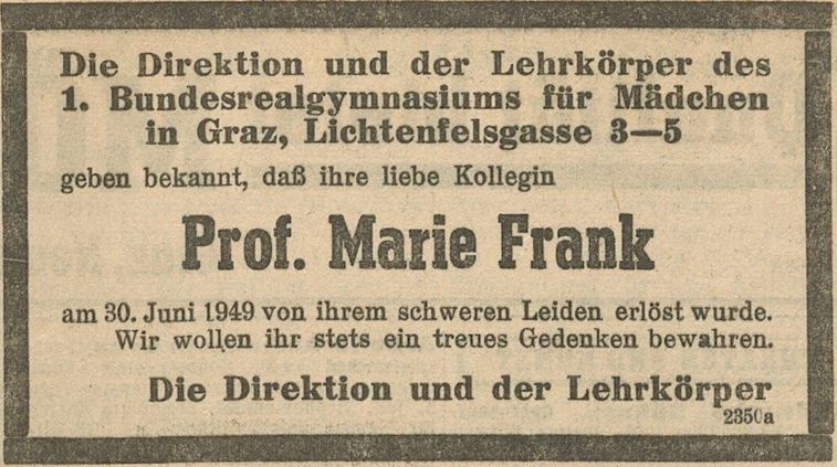Datei:Maria-marie-frank-verst-30-6-1949-graz-inserat 1.JPG